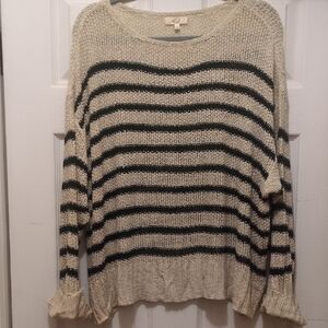 Easel Cream and Black Striped Sweater